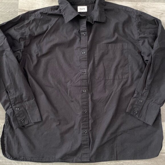 MATE the Label Poplin Organic Cotton Button Down Shirt Womens Large Jet Black - Picture 10 of 12